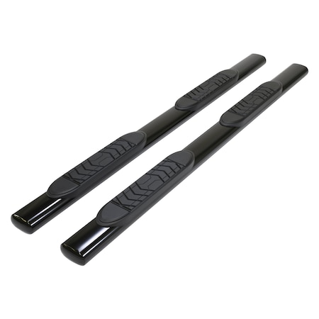 Trailfx With Step Pads, 5" Oval Straight, Powder Coated, Black, Steel, With Welded End Caps A7057B